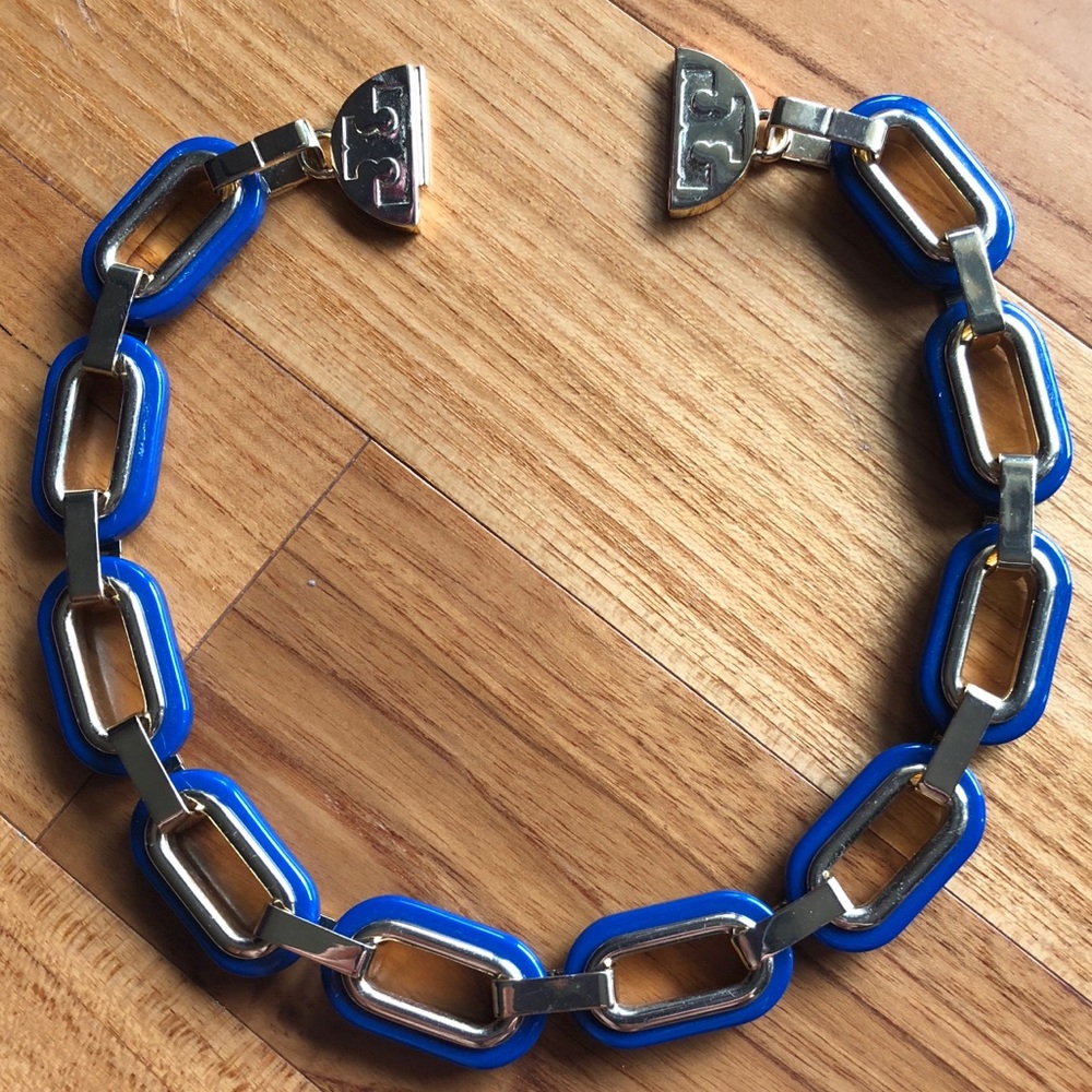 Tory Burch Heidi Link Necklace Navy & Gold